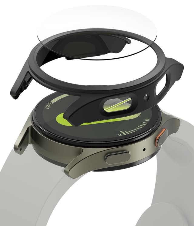 كفر حماية ساعة سامسونغ جالاكسي 7 مقاس 40 ملم مع واقي شاشة أسود غير لامع رينجكي Ringke Slim & Glass Compatible with Samsung Galaxy Watch 7 40mm Case