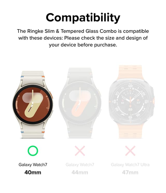 كفر حماية ساعة سامسونغ جالاكسي 7 مقاس 40 ملم مع واقي شاشة أسود غير لامع رينجكي Ringke Slim & Glass Compatible with Samsung Galaxy Watch 7 40mm Case