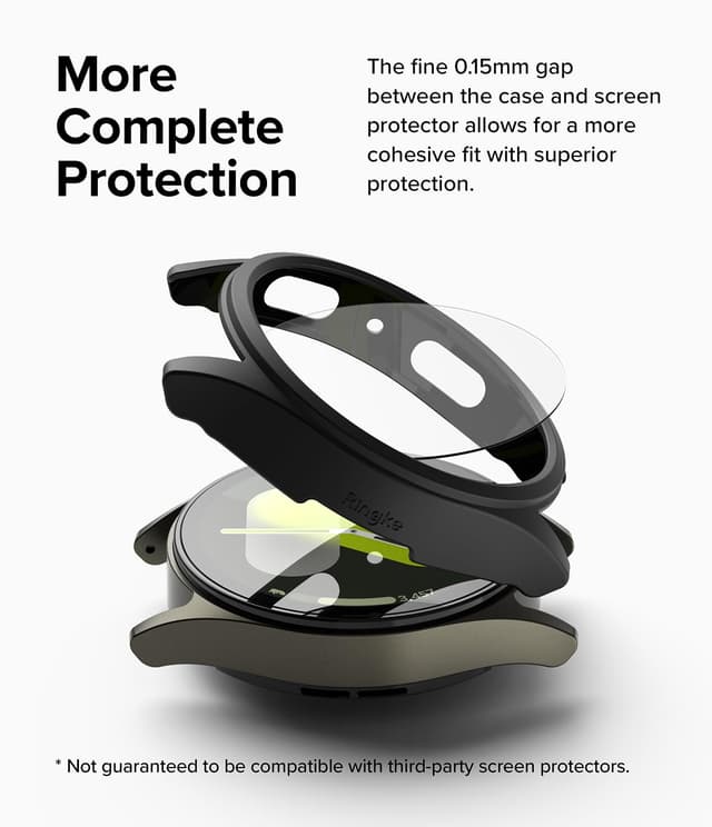 كفر حماية ساعة سامسونغ جالاكسي 7 مقاس 40 ملم مع واقي شاشة أسود غير لامع رينجكي Ringke Slim & Glass Compatible with Samsung Galaxy Watch 7 40mm Case