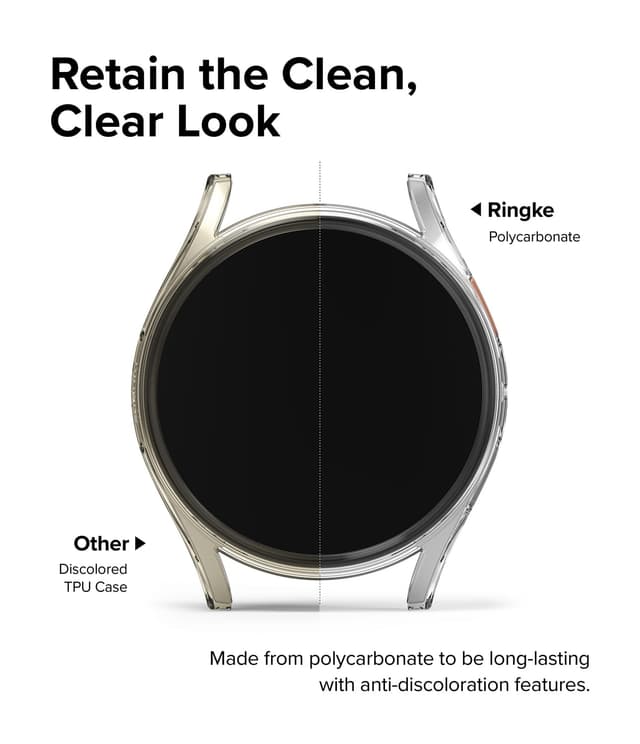 Ringke Slim & Glass Compatible with Samsung Galaxy Watch 7 44mm Case, [Combo] Anti-Scratch Hard PC Frame Protection Cover with HD Clear Tempered Glass Screen Protector -Clear