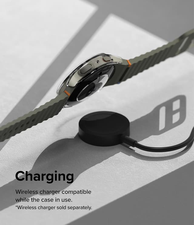 Ringke Slim & Glass Compatible with Samsung Galaxy Watch 7 44mm Case, [Combo] Anti-Scratch Hard PC Frame Protection Cover with HD Clear Tempered Glass Screen Protector -Clear