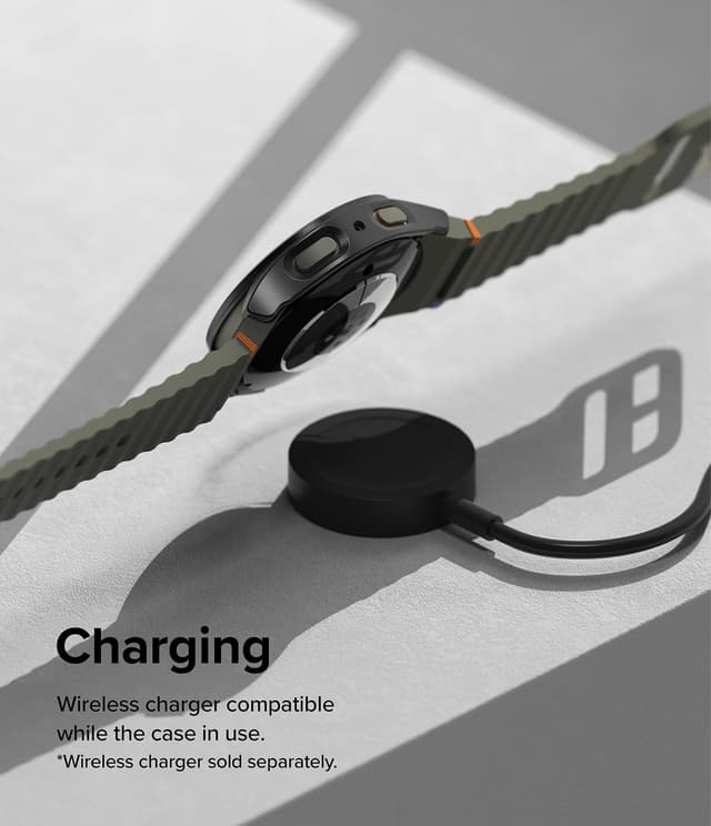 كفر حماية ساعة سامسونغ جالاكسي 7 مقاس 44 ملم مع واقي شاشة اسود تيتانيوم رينجكي Ringke Slim & Glass Compatible with Samsung Galaxy Watch 7 44mm Case