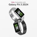 سوار ساعة سامسونغ غلاكسي فيت 3 معدني لون اسود من او اوزون O Ozone Metal Watch Strap Compatible with Samsung Galaxy Fit 3 Wristband Stainless Steel Strap Bracelet for Men Women, Adjustable Replacement Band for Galaxy Fit 3 SM-R390 Smartwatch