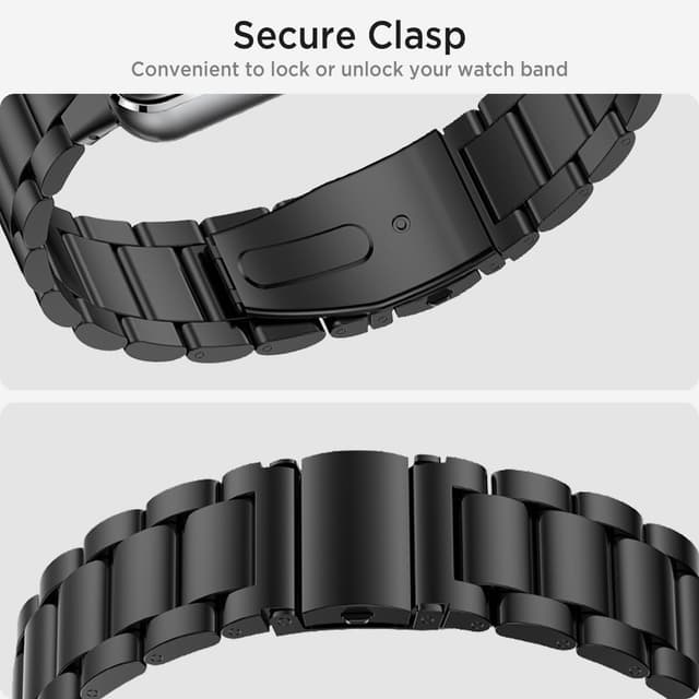 سوار ساعة سامسونغ غلاكسي فيت 3 معدني لون اسود من او اوزون O Ozone Metal Watch Strap Compatible with Samsung Galaxy Fit 3 Wristband Stainless Steel Strap Bracelet for Men Women, Adjustable Replacement Band for Galaxy Fit 3 SM-R390 Smartwatch