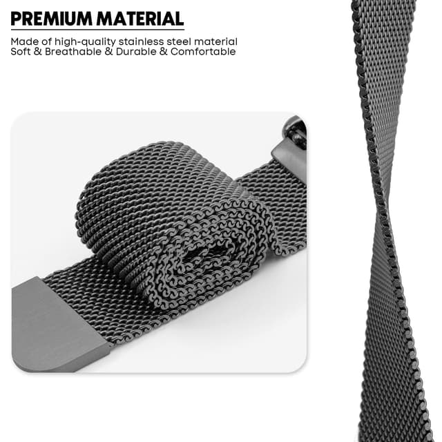 سوار ساعة ريدمي وتش 3 اكتيف و 3 لايت ميلانيز لون فضي من او اوزون O Ozone Milanese Loop Band Compatible with Redmi Watch 3 Active/Redmi Watch 3 Lite