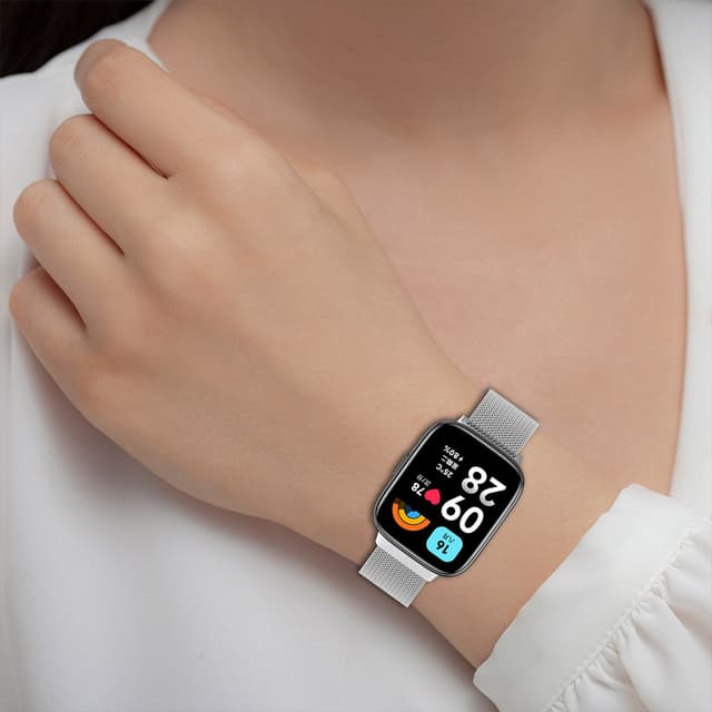 سوار ساعة ريدمي وتش 3 اكتيف و 3 لايت ميلانيز لون فضي من او اوزون O Ozone Milanese Loop Band Compatible with Redmi Watch 3 Active/Redmi Watch 3 Lite