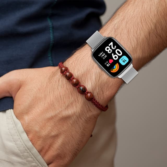 سوار ساعة ريدمي وتش 3 اكتيف و 3 لايت ميلانيز لون فضي من او اوزون O Ozone Milanese Loop Band Compatible with Redmi Watch 3 Active/Redmi Watch 3 Lite