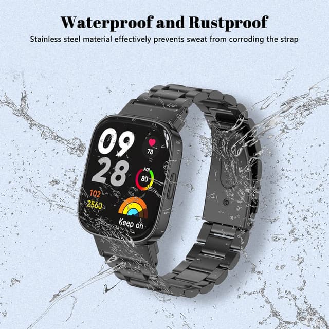 O Ozone Metal Watch Strap Compatible with Redmi Watch 3 Active/Redmi Watch 3 Lite, Stainless Steel Strap Bracelet for Men Women, Adjustable Replacement Band- Gold