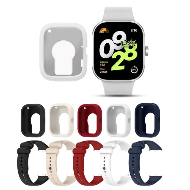 سوار ساعة ريدمي 4 مع حافظة ساعة سيليكون للنساء والرجال متعدد الألوان شاومي O Ozone Silicone Straps Compatible with Redmi Watch 4 Band + Watch Case