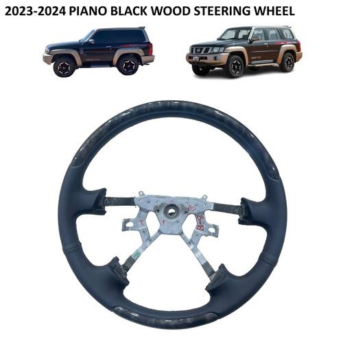 Black Steering Wheel with 2023-2024 Piano Wood Super Safari Nissan Patrol Y61 VTC GU - SW1hZ2U6MzI0ODE4OA==