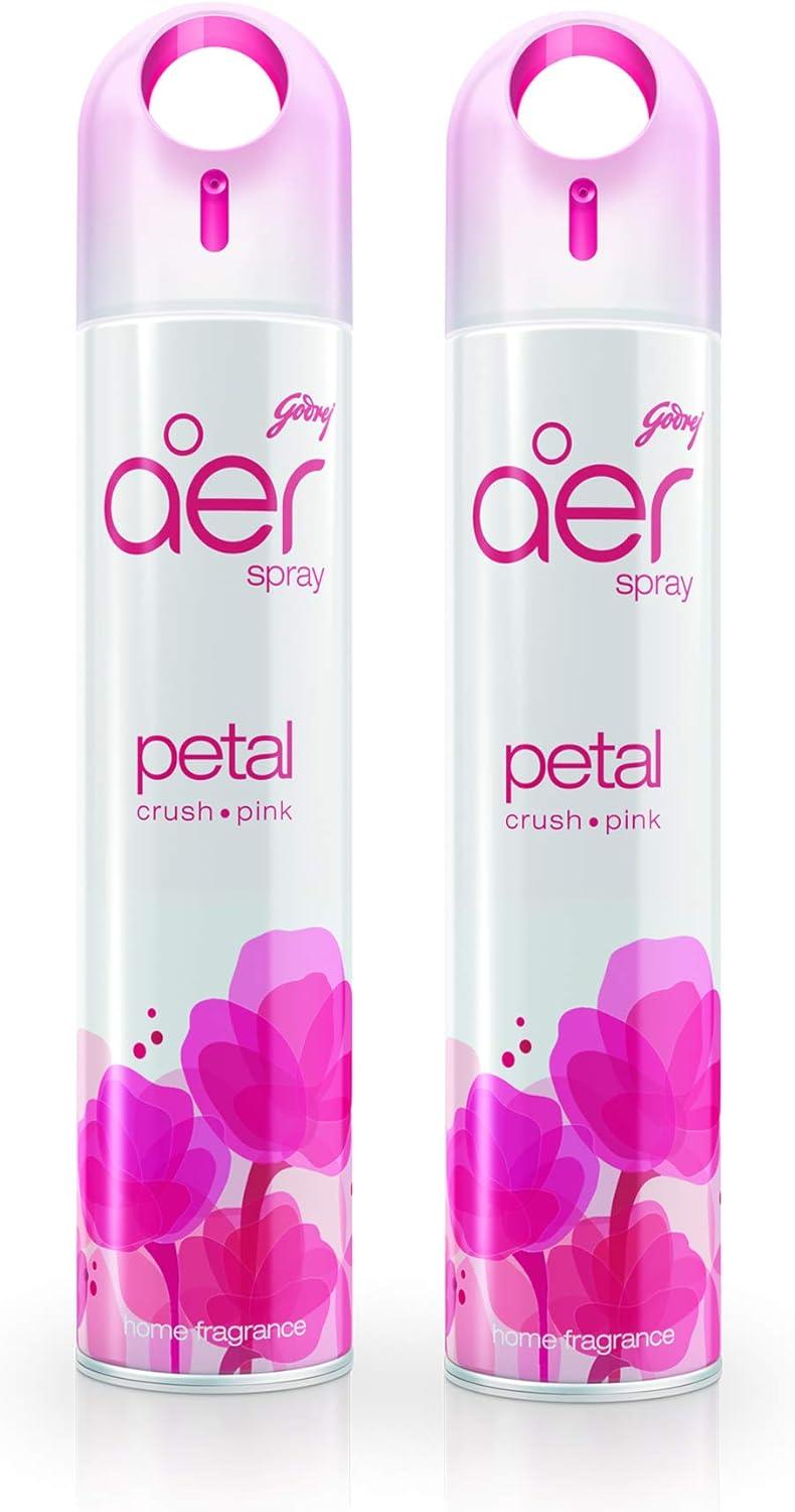 Godrej Aer Spray, Home & Office Air Freshener - Petal Crush Pink, 300 Ml (Pack Of 2)