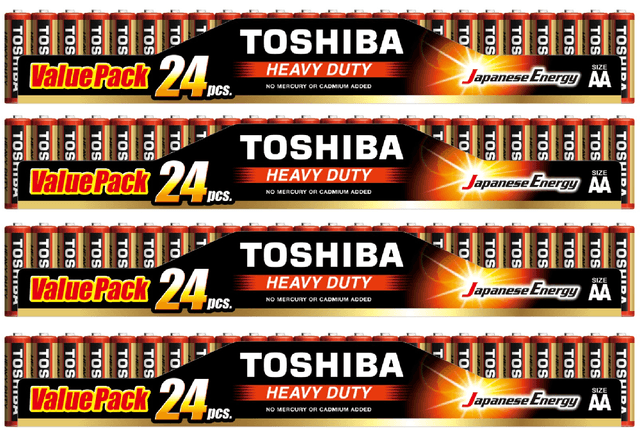 بطاريه توشيبا مقاس AA عدد 24 قطعة توشيبا Toshiba Heavy Duty Aa 96 Units Battery Pack