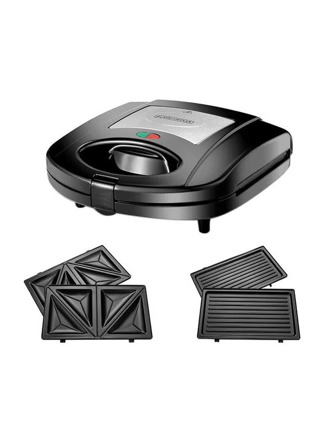 ساندويتش ميكر  780 واط 2 في 1 مع ألواح شوي  بلاك اند ديكر Black+Decker Sandwich & Grill Maker Non-Stick 2-In-1 Interchangeable Sandwich And Grill Maker - 974180