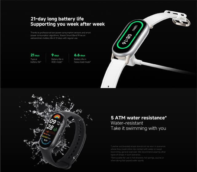 سوار شاومي باند 9 الذكي أزرق شاومي Xiaomi Smart Band 9