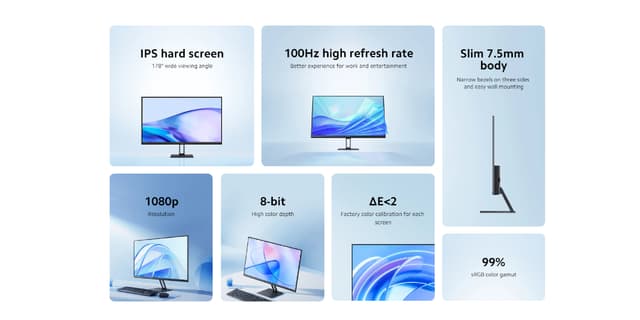 Xiaomi Mi A27i: Lag-free efficiency at the office with good quality Monitor, 8-bit color depth 99% sRGB and 75Hz Refresh Rate