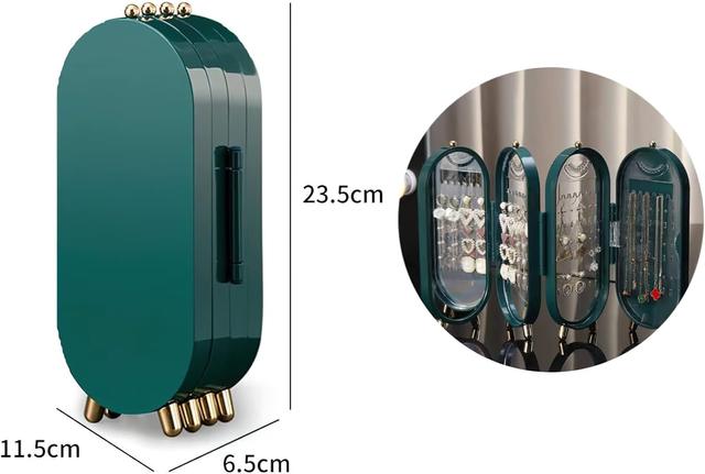 منظم مجوهرات مع مرايا مدمجة Foldable Jewelry Organizer