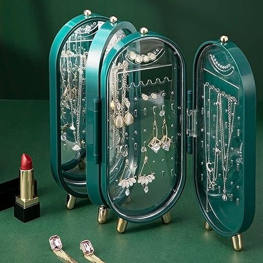 منظم مجوهرات مع مرايا مدمجة Foldable Jewelry Organizer