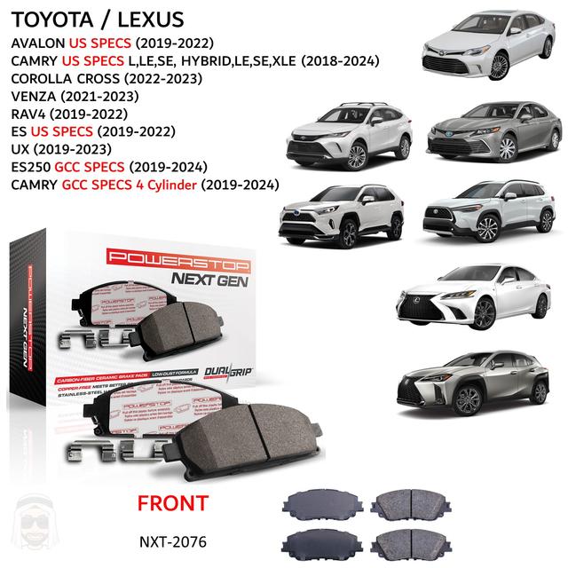 Toyota Lexus - Front Carbon Fiber Ceramic Brake Pads by PowerStop NextGen (Avalon Camry Corolla Cross Venza RAV4 ES UX ES250) - SW1hZ2U6MzMxODAzMQ==