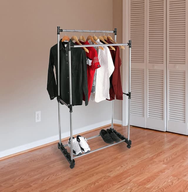 علاقة ملابس حديد عمودية مع رف تخزين Stainless Steel Clothes Rack Hanger