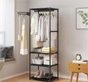 علاقة ملابس حديد عمودية مع رفوف تخزين أربع طبقات Floor Standing Clothes Hanger