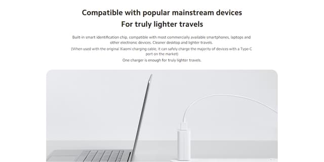 رأس شاحن مع سلك شحن بقوة 120 واط من شاومي Xiaomi 120W Charging Combo Type A Fast Charging Charger for Smartphones Laptops and Tablets