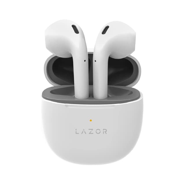 سماعات بلوتوث كوروس اي 238 تي دبليو اس باللون الابيض مزدوجة النطاق وصوت عالي الدقة وتحكم باللمس من لازور Lazor Chorus EA238 Dual Band TWS Earphones with HD Sound Touch Control BT V5.0 Bass Boost+ Type C Charging White
