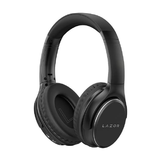 Lazor Jazz EA203 Wireless Foldable Headphones: Built-in TF Card Reader, FM Radio, Aux, BT V5.0, Up to 10hrs Battery Life - Metallic Black