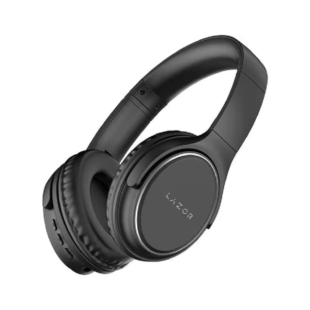 Lazor Jazz EA203 Wireless Foldable Headphones: Built-in TF Card Reader, FM Radio, Aux, BT V5.0, Up to 10hrs Battery Life - Metallic Black