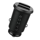 LAZOR Voyager P CC13: Compact Car Charger with 1M Lightning Cable, Carbon Fiber Texture, Dual USB Output, Multi-Protection - Black