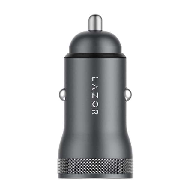 شاحن سيارة فيوجير اس سي سي 20 باللون الفضي بشحن سريع مع مخرج مزدوج من لازور LAZOR Voyager S CC20 PD Fast Car Charger 20W Aluminium Alloy Dual Output Type C & USB A Multiple Protections Fully Compatible with PD Fast Charging Gun Silver