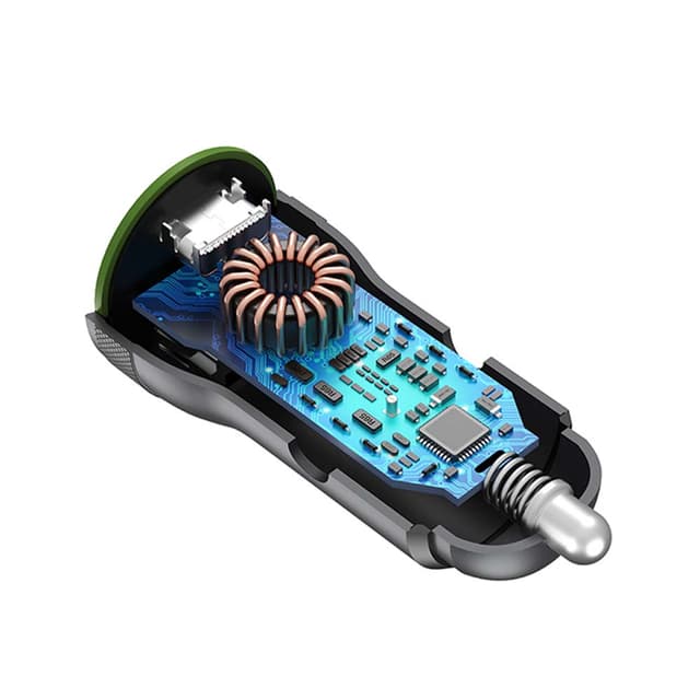 شاحن سيارة فيوجير اس سي سي 20 باللون الفضي بشحن سريع مع مخرج مزدوج من لازور LAZOR Voyager S CC20 PD Fast Car Charger 20W Aluminium Alloy Dual Output Type C & USB A Multiple Protections Fully Compatible with PD Fast Charging Gun Silver