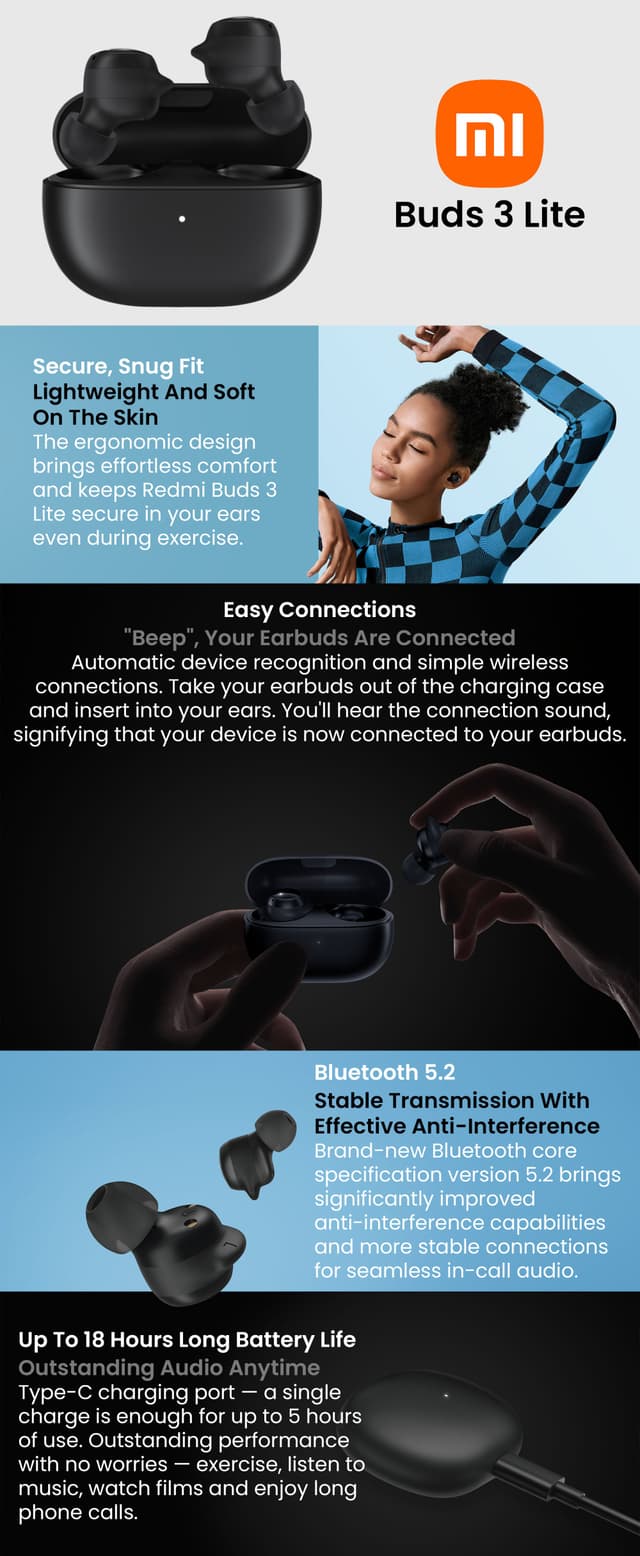 سماعة شاومي بلوتوث بودز 3 لايت أبيض شاومي Redmi Buds 3 Lite