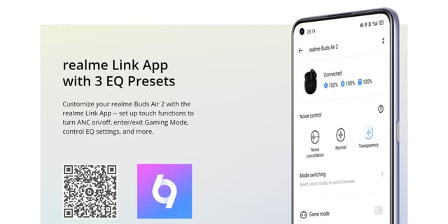 سماعات بلوتوث بودز اير 2 مقاومة للماء مع تقنية الغاء الضوضاء ريلمي Realme Buds Air 2
