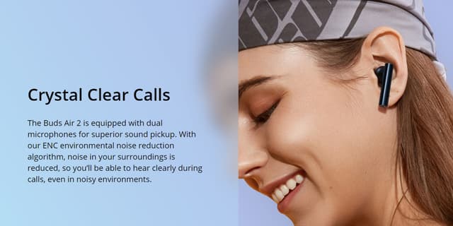 سماعات بلوتوث بودز اير 2 مقاومة للماء مع تقنية الغاء الضوضاء ريلمي Realme Buds Air 2