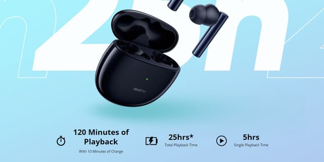 سماعات بلوتوث بودز اير 2 مقاومة للماء مع تقنية الغاء الضوضاء ريلمي Realme Buds Air 2