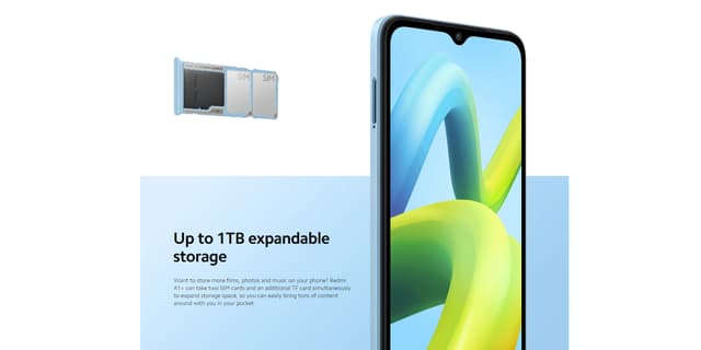 Xiaomi Redmi A1+ Smartphone, 6.52" Display, Dual Sim, 32GB Storage, 2GB RAM, 8MP AI Dual Camera, Rear Fingerprint Sensor, Huge 5000mAh Typ Battery - Black