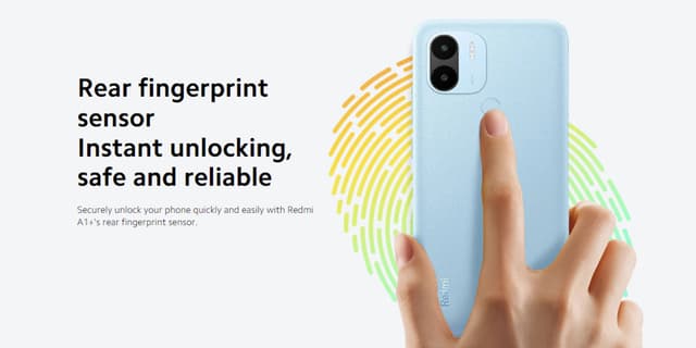 Xiaomi Redmi A1+ Smartphone, 6.52" Display, Dual Sim, 32GB Storage, 2GB RAM, 8MP AI Dual Camera, Rear Fingerprint Sensor, Huge 5000mAh Typ Battery - Black