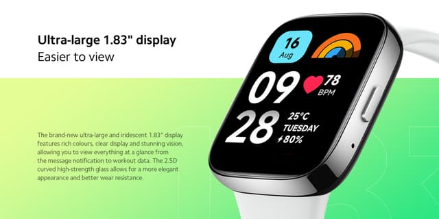 ساعة ريدمي واتش 3 اكتيف باللون الرمادي بشاشة 1.83 بوصة ومقاومة للماء من شاومي Redmi Watch 3 Active Grey 1.83" LCD Display