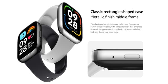 ساعة ريدمي واتش 3 اكتيف باللون الرمادي بشاشة 1.83 بوصة ومقاومة للماء من شاومي Redmi Watch 3 Active Grey 1.83" LCD Display