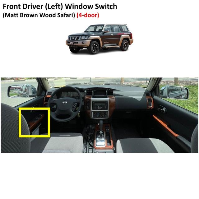 Front Driver (Left) Window Switch (Matt Brown Wood Safari) Nissan Patrol Y61 VTC GU (4-door) - SW1hZ2U6MzM1NDUyOA==