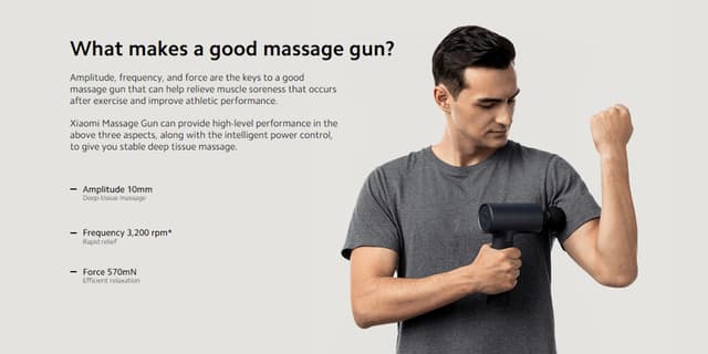 جهاز المساج 4 رؤوس 32 مستوى من الشدة وبطارية 1500 مللي امبير من شاومي Xiaomi Massage Gun UK 4 Massage Heads 32 Levels of Intensity 1500mAh Battery Portable and Lightweight