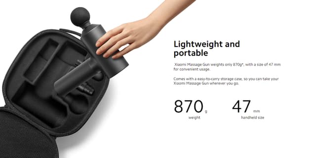 جهاز المساج 4 رؤوس 32 مستوى من الشدة وبطارية 1500 مللي امبير من شاومي Xiaomi Massage Gun UK 4 Massage Heads 32 Levels of Intensity 1500mAh Battery Portable and Lightweight