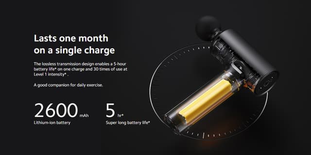 جهاز المساج 4 رؤوس 32 مستوى من الشدة وبطارية 1500 مللي امبير من شاومي Xiaomi Massage Gun UK 4 Massage Heads 32 Levels of Intensity 1500mAh Battery Portable and Lightweight
