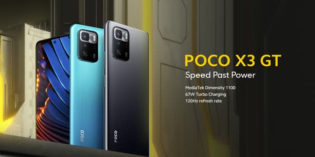 بوكو اكس 3 جي تي بتقنيات الجيل الخامس وبشحن توربو 67 واط وبمعالج ميدياتيك 1100 من شاومي Xiaomi Poco X3 GT 5G Smartphone 6.6" FHD+ Display MediaTek Dimensity 1100 Processor 5000mAh Battery 67W Turbo Charging and 64MP Triple Camera