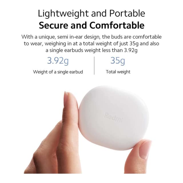 سماعة شاومي بلوتوث بودز 4 لايت أبيض شاومي Xiaomi Redmi Buds 4 Lite TWS Wireless Earbuds