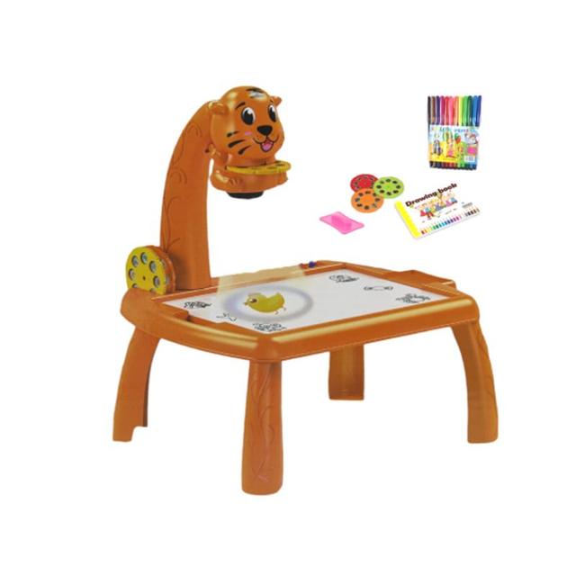 طاولة رسم للاطفال مع بروجكتر مع 12 قلم تلوين Drawing Painting Set With Projector