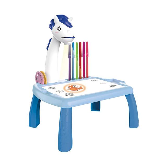 طاولة رسم للاطفال مع بروجكتر صور و 12 قلم تلوين ودفتر رسم Drawing Painting Table With Projector