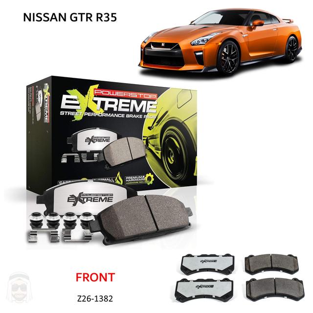 Nissan GTR R35 - Front Carbon Fiber Ceramic Brake Pads by PowerStop Extreme Z26 - SW1hZ2U6MzMxODA1MA==