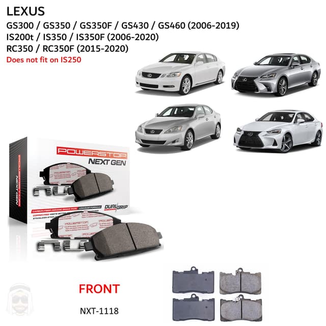 Lexus IS GS - Front Carbon Fiber Ceramic Brake Pads by PowerStop NextGen (GS300 GS350F GS430 GS450h GS460 IS200t IS350F RC350F) - 975393