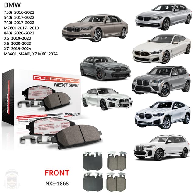 BMW 2016-2024 - Front Carbon Fiber Ceramic Brake Pads by PowerStop NextGen (750i 540i 740i M760i 840i X5 X6 X7 M340i M440i M60i) - SW1hZ2U6MzMxNzk2Mw==